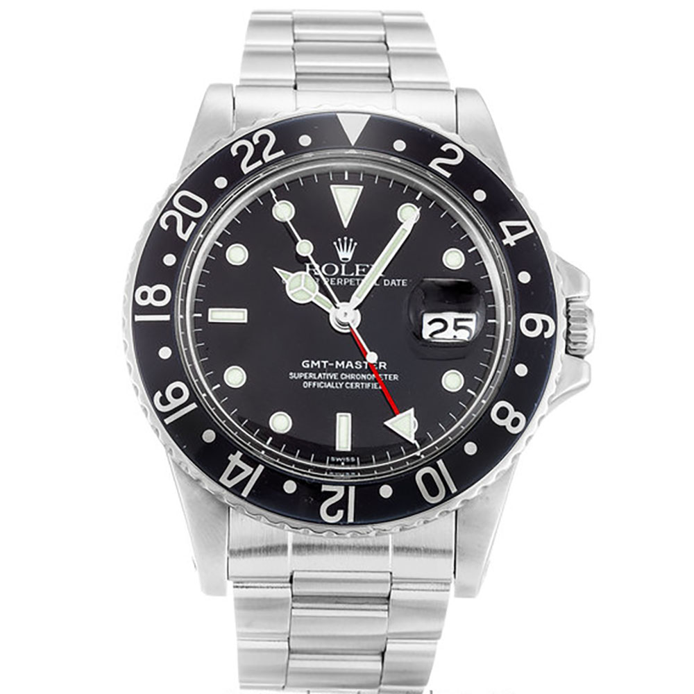 Rolex GMT Master 16750 Mens 40 MM Black Automatic Steel Watch