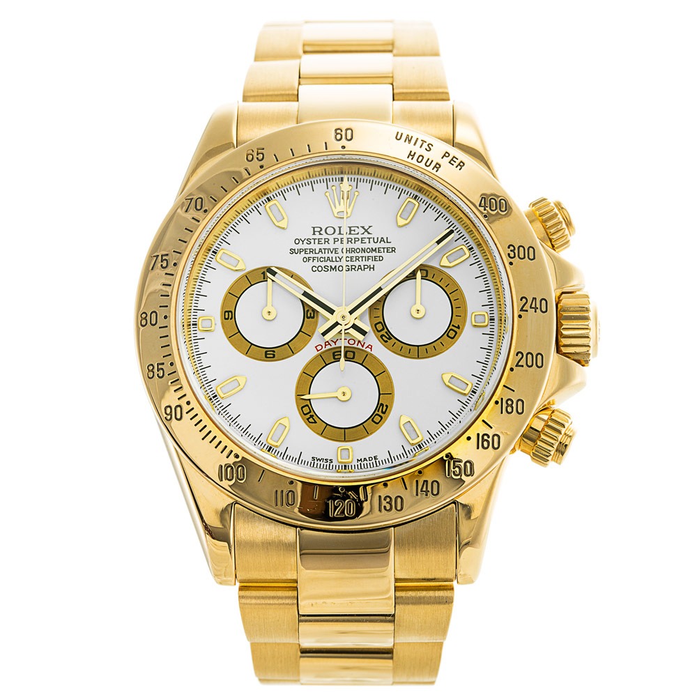 Rolex Daytona 116528 Mens White Automatic 40 MM Gold Plated Watch