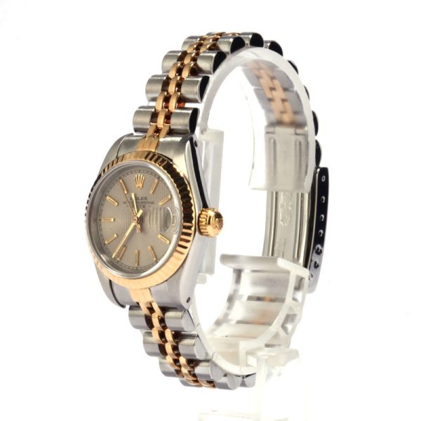 Rolex Datejust 69173 Ladies Dial Silver Tapestry 18k Yellow Gold