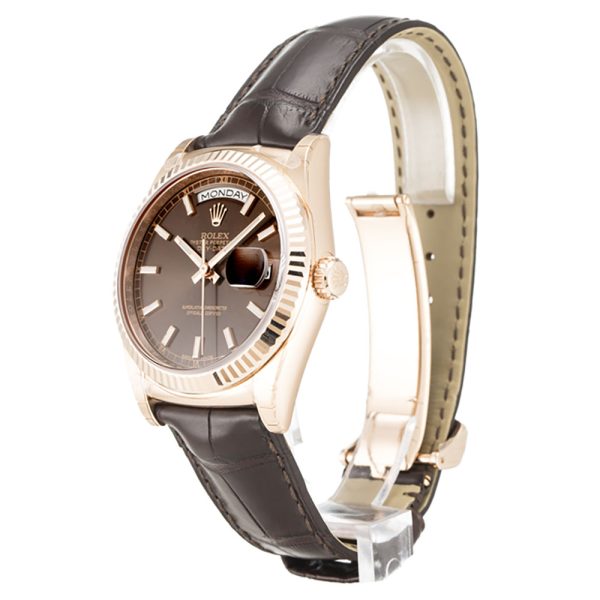 Rolex Day-Date 118135 Mens 36 MM Automatic Chocolate Baton Watch