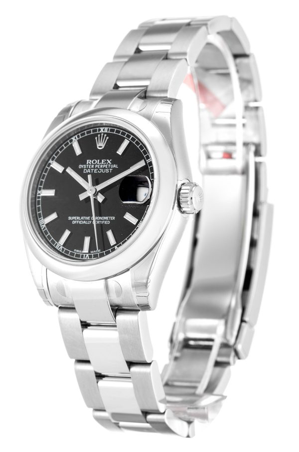 Rolex Datejust 178240 Ladies 31 MM Automatic Black Baton Steel Watch