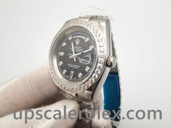 Rolex Day-Date 218349 Mens 41 mm Black With Diamonds Automatic Watch