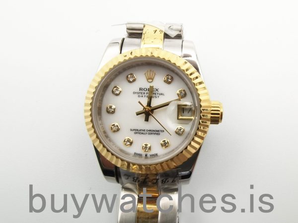 Rolex Datejust 116233 Fluted 18K Gold Two Tone Oyster Watch 36 White Diamond Dial