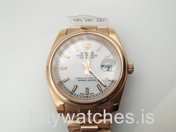 Rolex Datejust 4467 Unisex 36 Mm 18k Rose Gold Automatic Watch