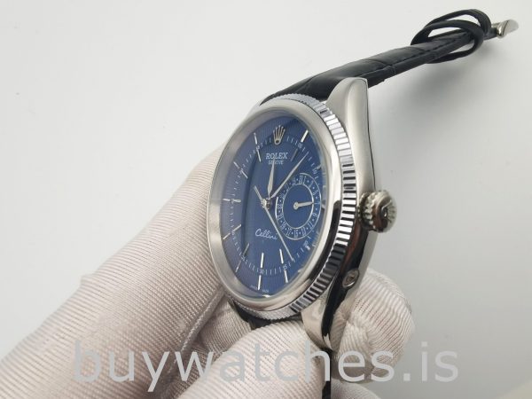 Rolex Cellini Date 50519 Mens 39mm Steel Blue Automatic Watch