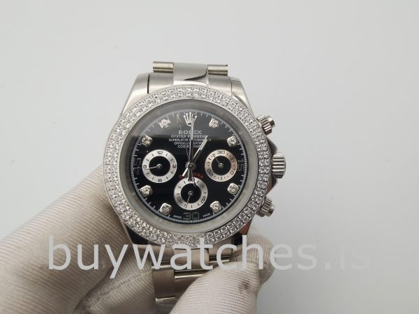 Rolex Daytona Diamond Bezel Balck Dial Women 40mm Automatic Watch