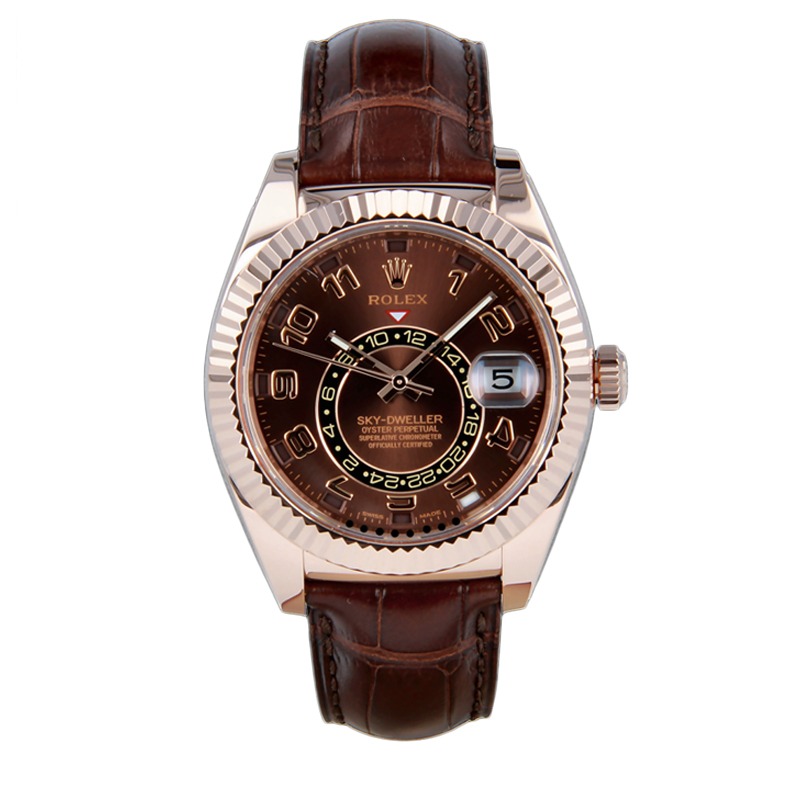 Rolex Sky-Dweller 326135 Leather Chocolate Dial 42mm Automatic Watch
