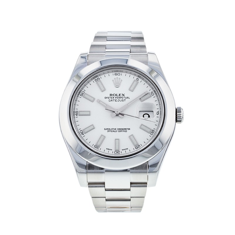 Rolex Datejust 116300 Mens 41mm White Dial Steel Automatic Watch